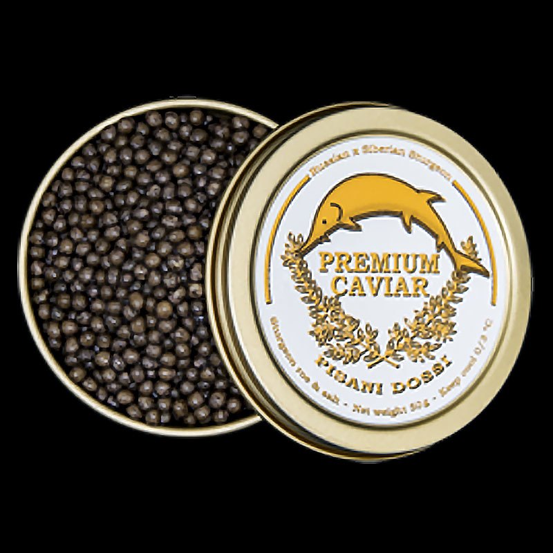 Osetra-Black-Caviar-Pisani-Dossi-50g-2 Premium Osetra frischer schwarzer Kaviar 50gr. Pisani Dossi Schwarzer Kaviar osetra black caviar pisani dossi 50g 2